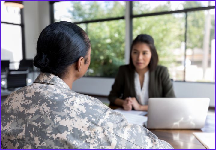 Veteran applying for a VA home loan in Greater Atlanta with local mortgage advisor.